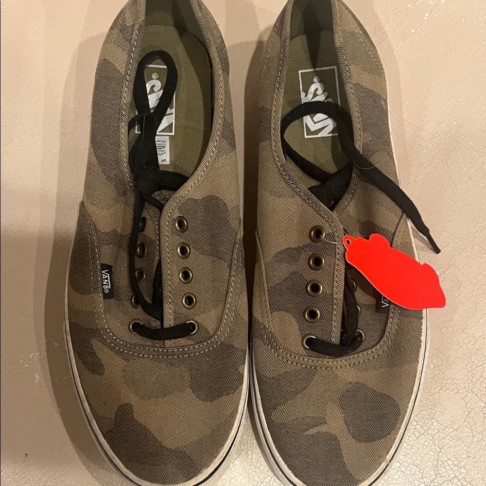 Vans Olive and Brown Camouflage Sneakers
